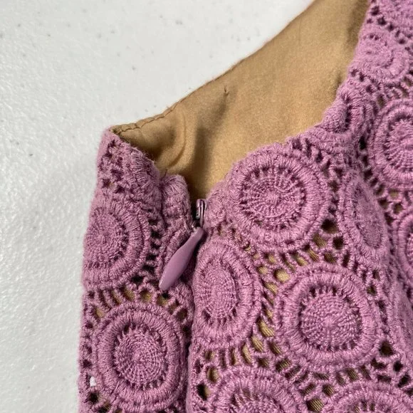 Mauve Dress 10 Purple Crochet Sleeveless Lined - Picture 6 of 9